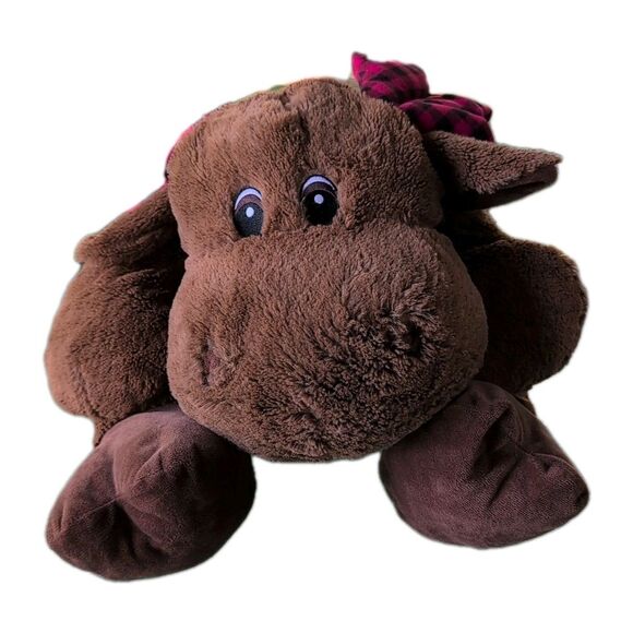 Christmas Reindeer 28 inch Plush Animal Holidays Gift, Brown With Plaid Antlers - Picture 8 of 8